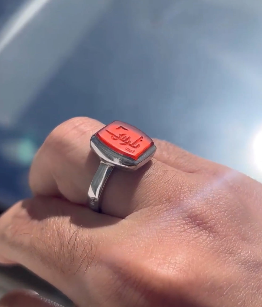 Ya Zeynab Agheegh ring Kufic font - Behesht Rings