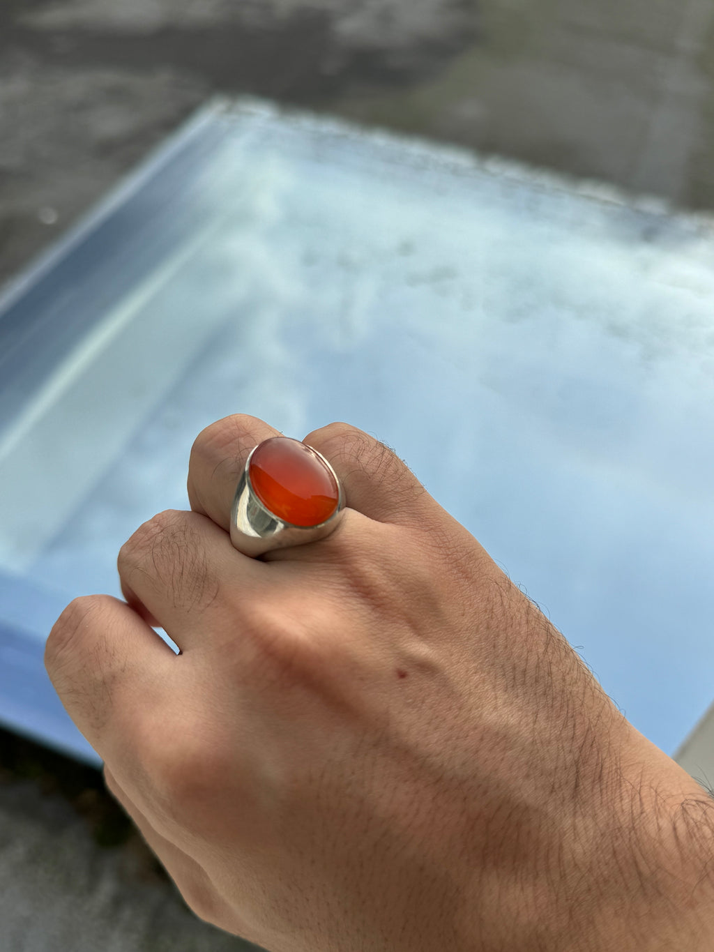 Orange Yemeni Agheegh ring - Behesht Rings