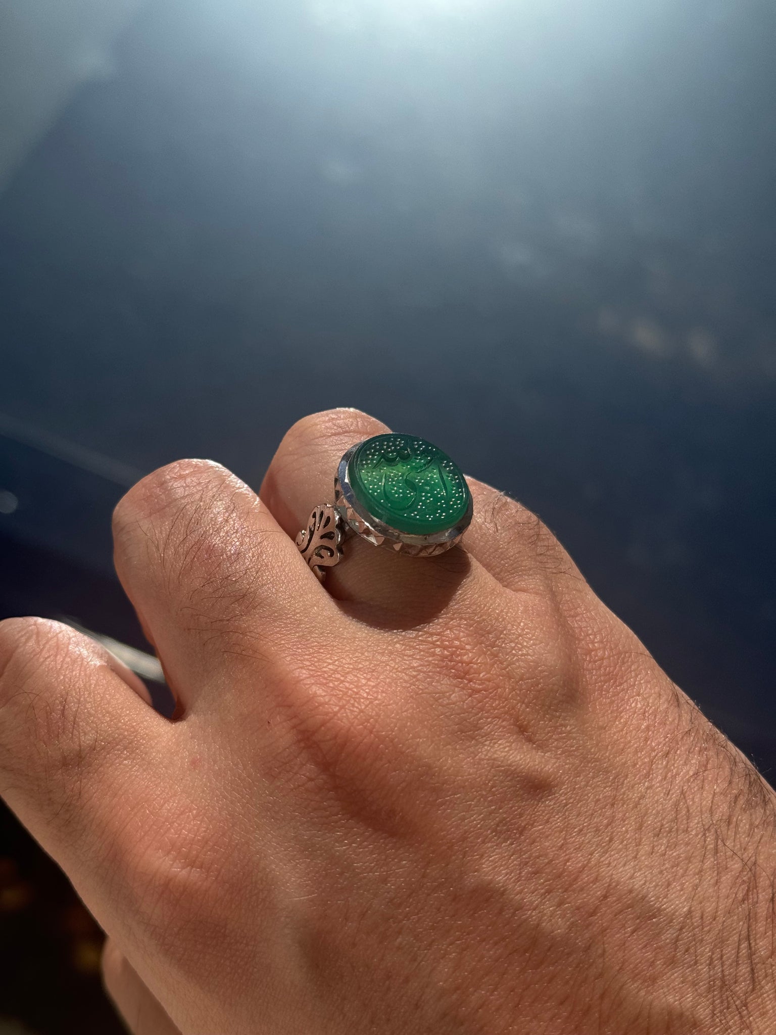 Green Yemeni agheegh ring - Behesht Rings