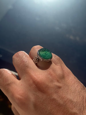 Green Yemeni agheegh ring - Behesht Rings