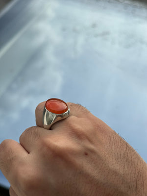 Orange Yemeni Agheegh ring - Behesht Rings