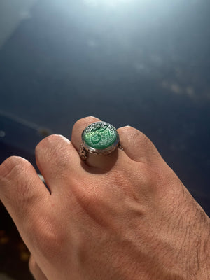 Green Yemeni agheegh ring - Behesht Rings