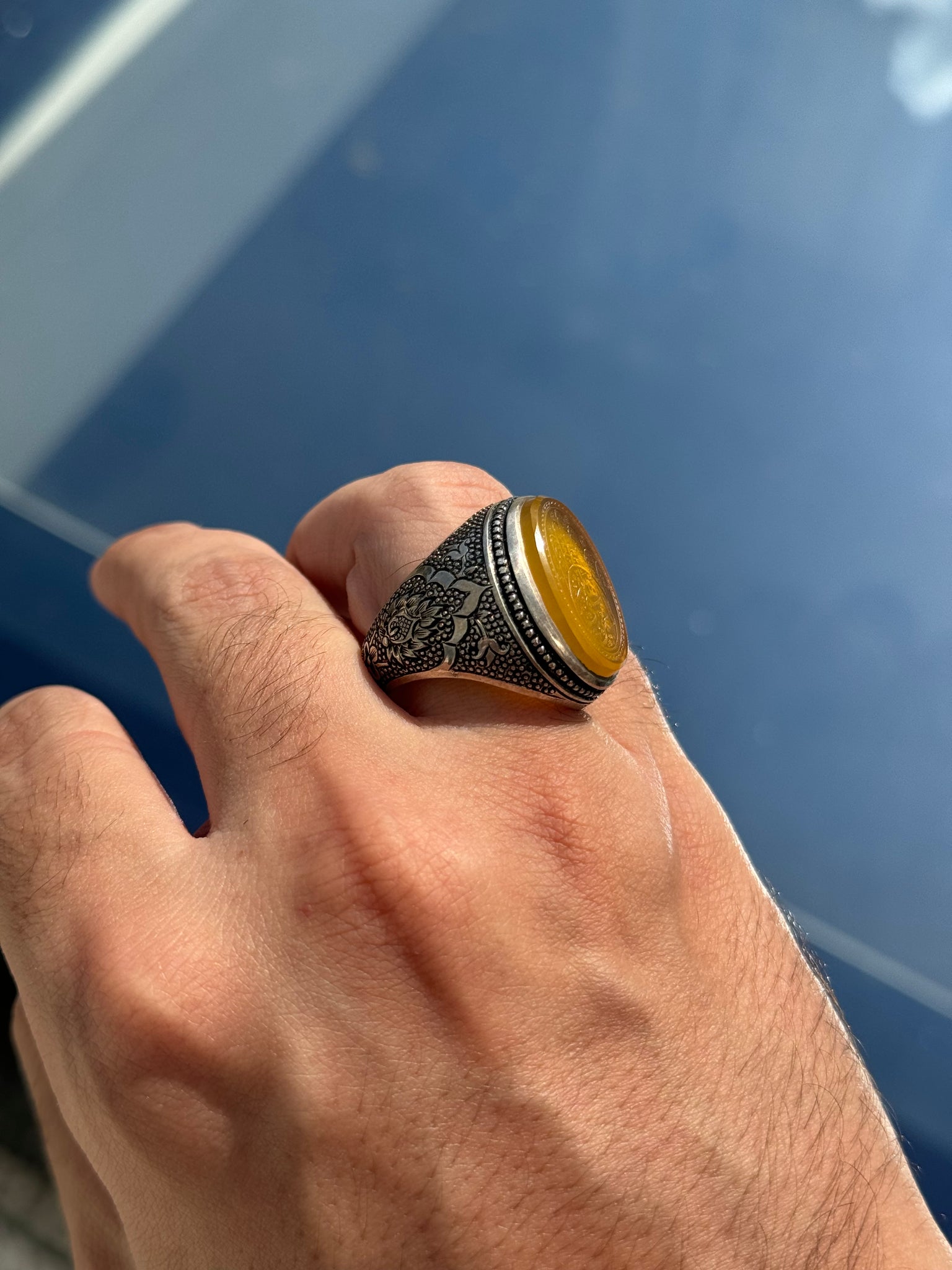 Kaf al Abbas yellow agheegh - Behesht Rings