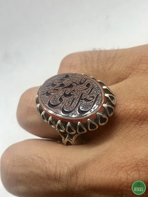 Agheegh with religious calligraphy(agate) - Behesht Rings