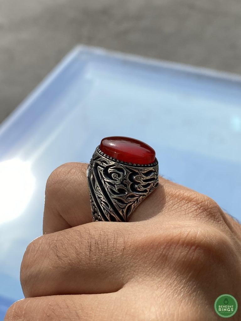 Branded Agheegh with calligraphy - Behesht Rings