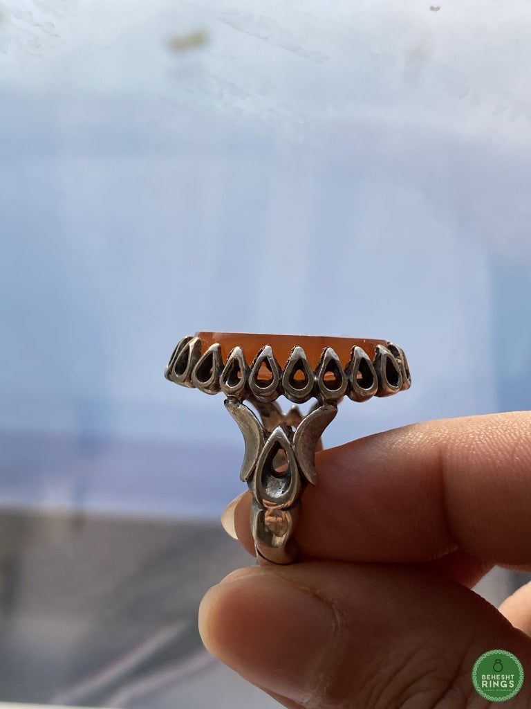 Dark Red Yemeni Agheegh w/ religious calligraphy - Behesht Rings