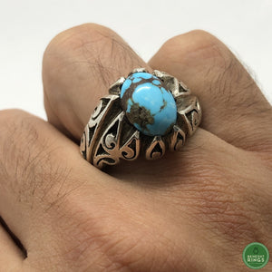 Firouzeh(torquoise) with Tribal base - Behesht Rings