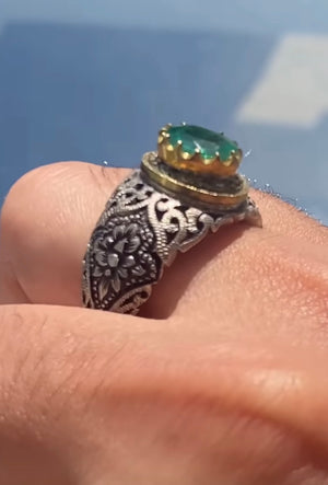 Swiss topaz and green quartz rings - Behesht Rings