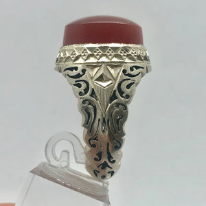 Agheegh ring raised stone (Yemeni agate) - Behesht Rings