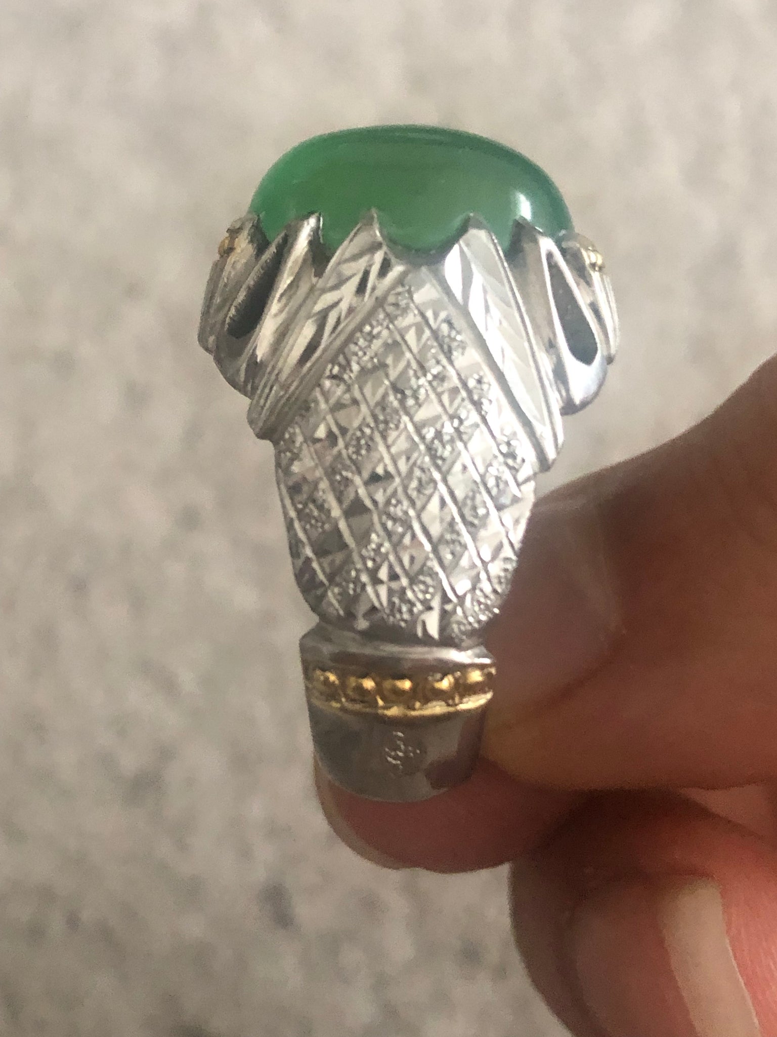 Green Agheegh light fantastic silverwork by master craftsmen - Behesht Rings
