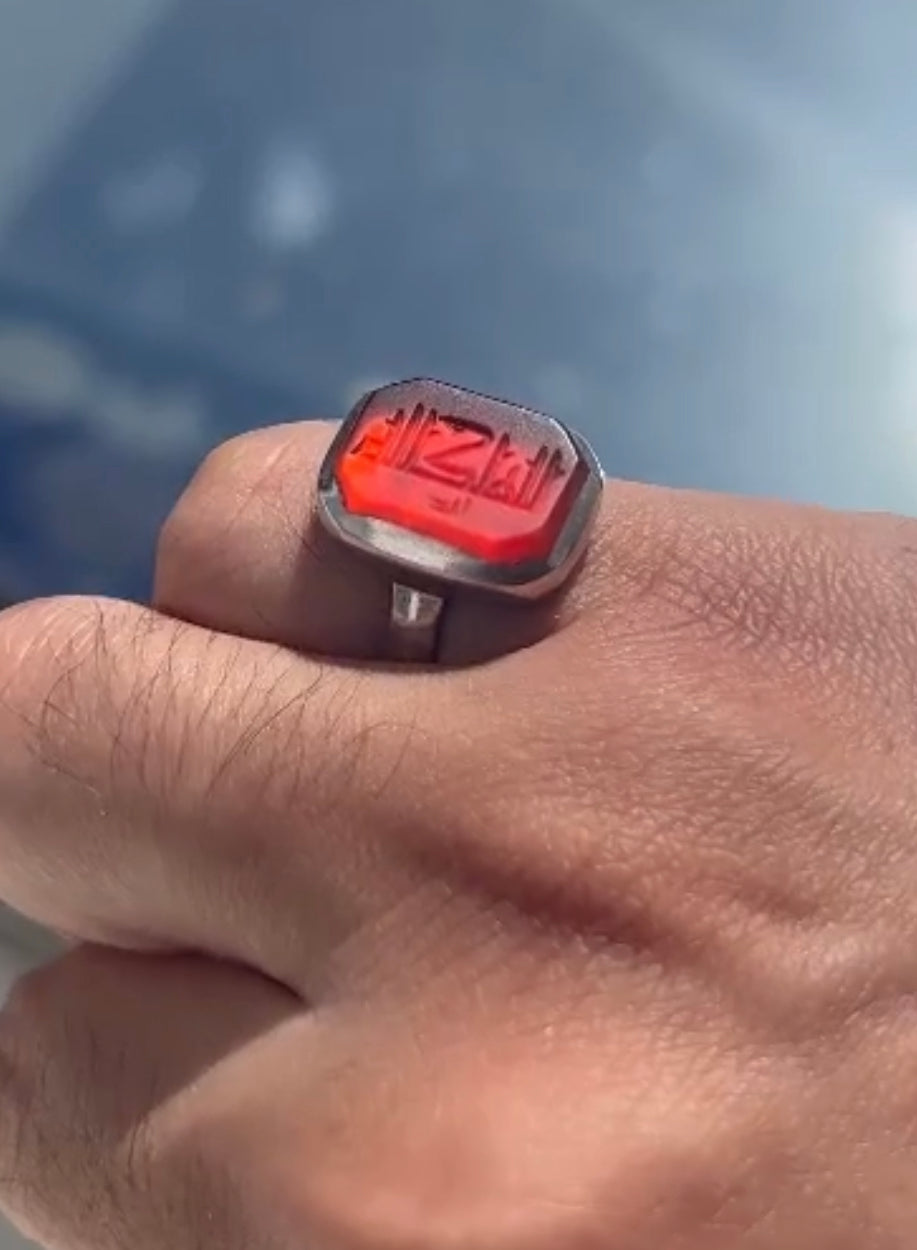 Natural red Agheegh ring - Behesht Rings