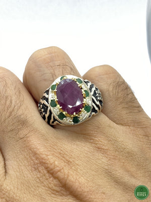 Ruby and emerald ring - Behesht Rings
