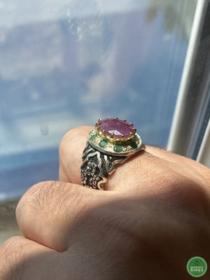Ruby and emerald ring - Behesht Rings