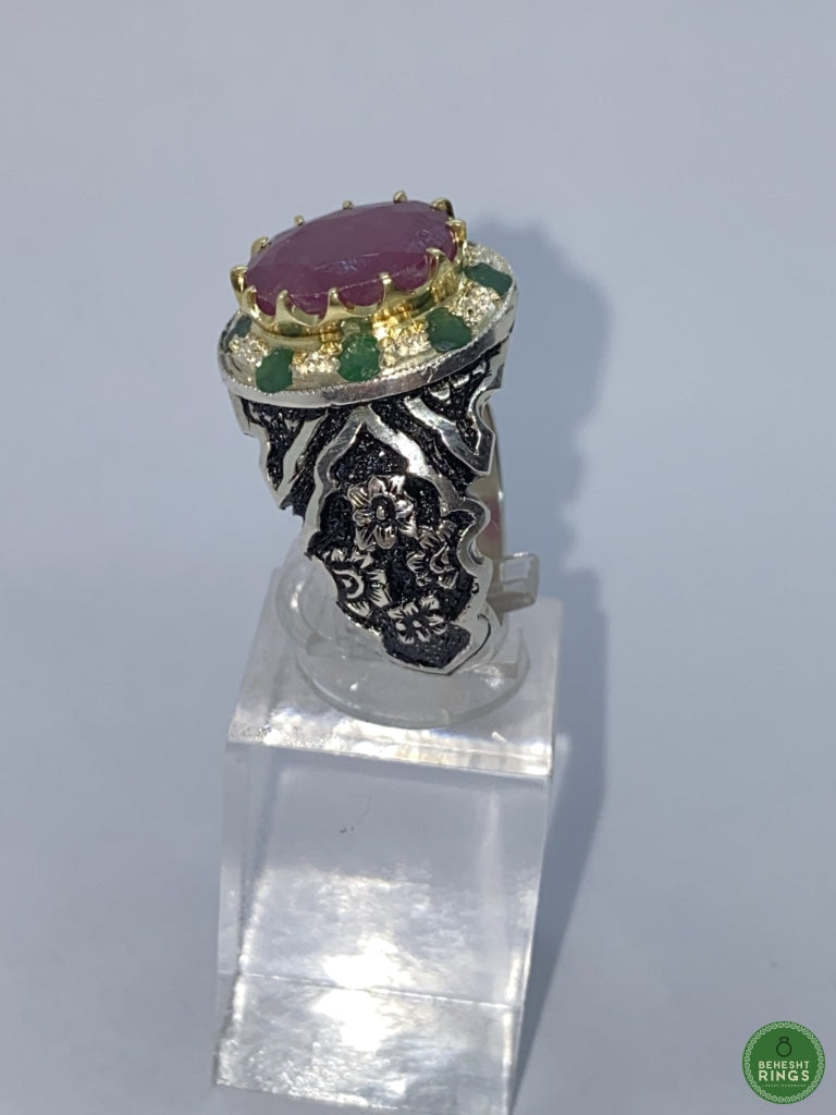 Ruby and emerald ring - Behesht Rings