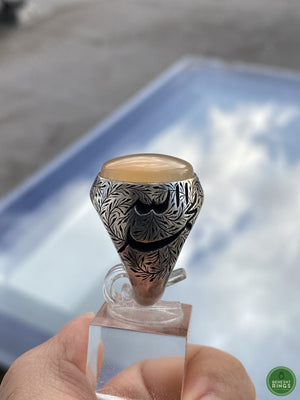 Yellow Yemeni Agheegh Ring With Calligraphy