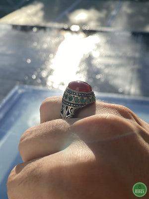 Yemeni Agheegh Ring With Emeralds
