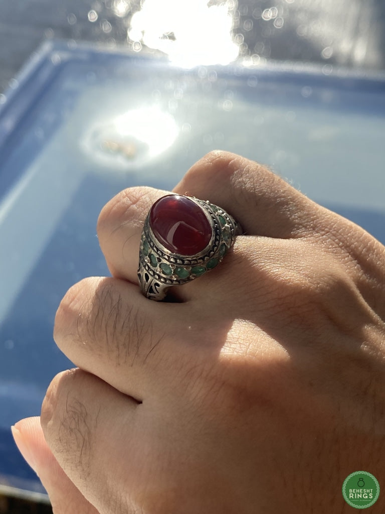 Yemeni Agheegh Ring With Emeralds