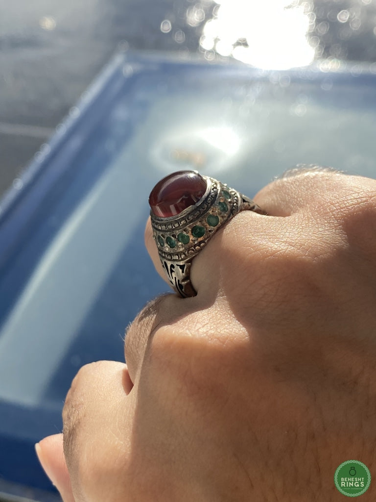 Yemeni Agheegh Ring With Emeralds
